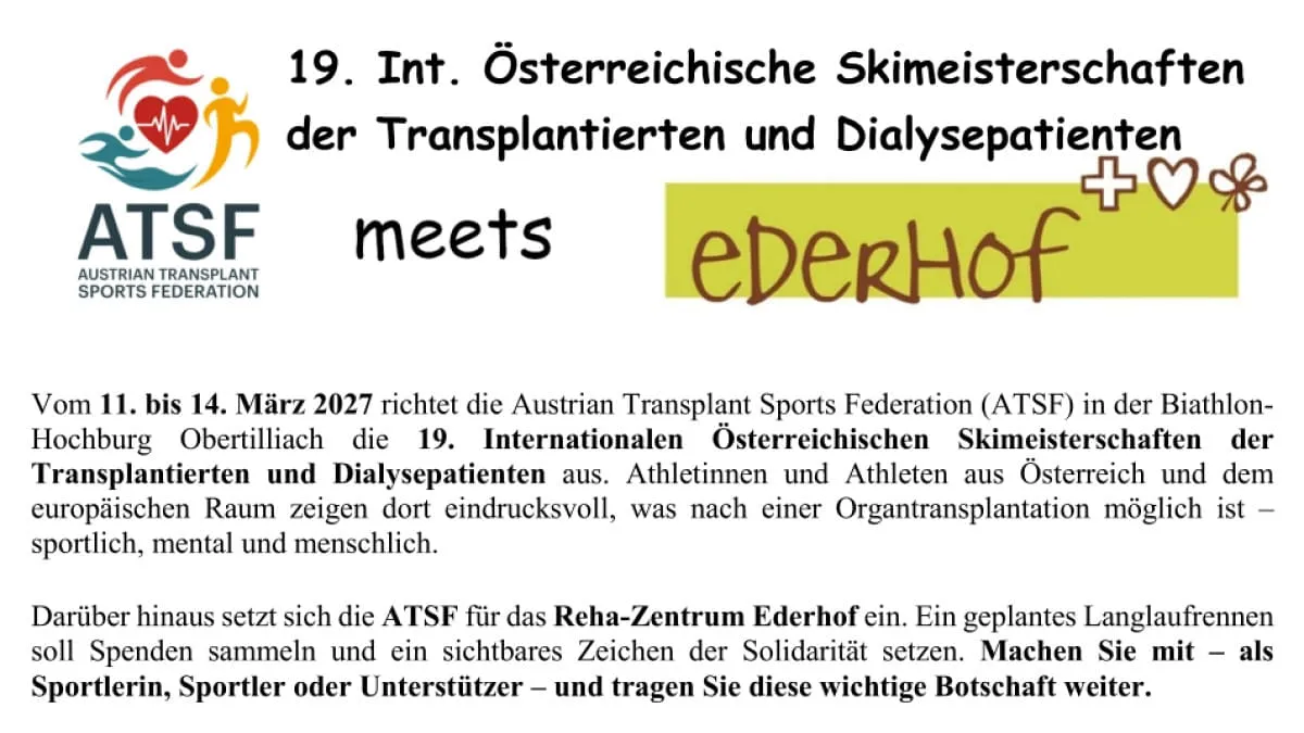 19. Int. Österreichische Skimeisterschaften der Transplantierten und Dialysepatienten 